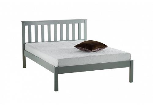4ft Small Double Denby Grey Wood Painted Shaker Style Bed Frame 1